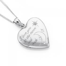 Silver-Moon-Back-CZ-Heart-Locket on sale