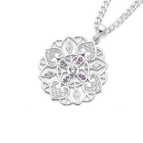 Silver-Violet-CZ-Kaleidoscope-Pendant on sale