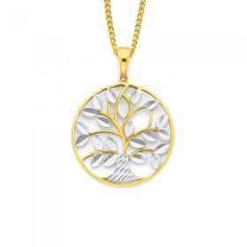 9ct-Gold-Two-Tone-Tree-of-Life-Pendant on sale