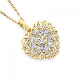 9ct-Gold-Diamond-Multi-Heart-Pendant on sale