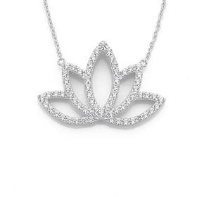 Silver-CZ-Open-Lotus-Necklet on sale