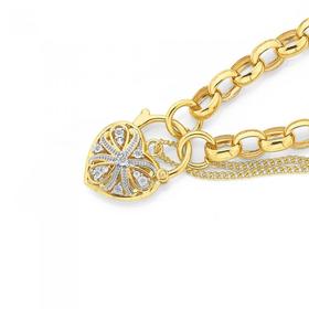 9ct-Gold-19cm-Solid-Padlock-Bracelet-with-Diamonds on sale