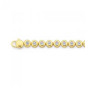 9ct+Gold+Diamond+Bezel+Set+Bracelet