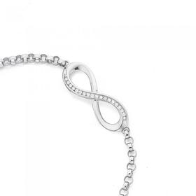 9ct-White-Gold-Diamond-Infinity-Bar-Belcher-Link-Bracelet on sale