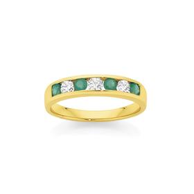 9ct-Gold-Emeral-Diamond-Band on sale