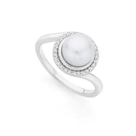 Silver+Cultured+Freshwater+Pearl+%26amp%3B+CZ+Swirl+Ring