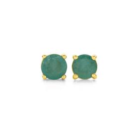 9ct+Gold+Natural+Emerald+Stud+Earrings