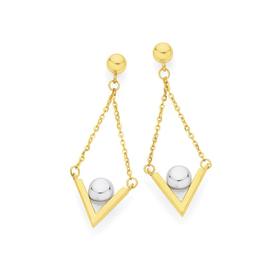 9ct+Gold+Two+Tone+Swing+Drop+Earrings