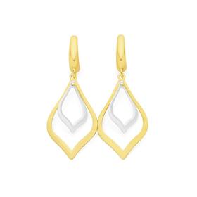 9ct+Gold+Two+Tone+Lantern+Drop+Earrings