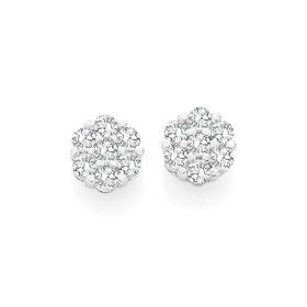 Silver+Medium+CZ+Cluster+Stud+Earrings