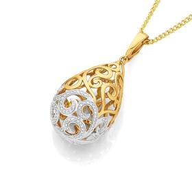 Limited+Edition+9ct+Gold+Diamond+Filigree+Design+Pear+Drop+Pendant