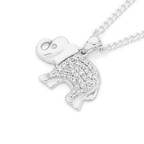 Silver+Pave+CZ+Large+Elephant+Pendant