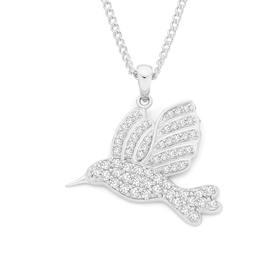 Silver+Large+CZ+Pave+Hummingbird+Pendant