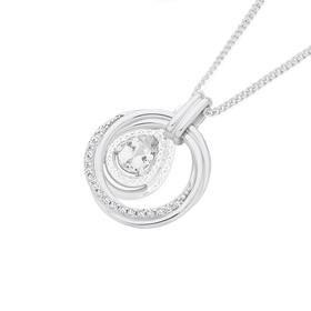 Silver+CZ+%26+Plain+Entwined+Circle+Pendant