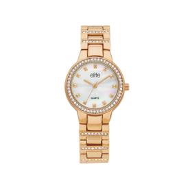 elite+Ladies+Rose+Tone+Stone+Set+Watch