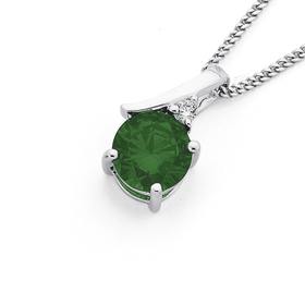 Silver-Round-Dark-Green-Cubic-Zirconia-Cubic-Zirconia-Pendant on sale