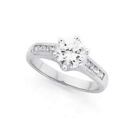 Silver-6-Claw-Solitaire-CZ-Channel-Set-Ring on sale