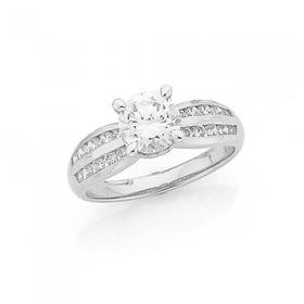 Silver-Round-CZ-Solitaire-Ring on sale