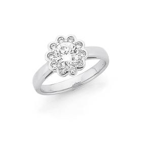 Silver-CZ-Flower-Cluster-Ring on sale