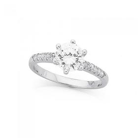 Silver-6-Claw-Solitaire-CZCZ-Band-Ring on sale