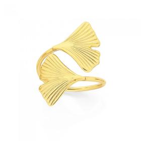 9ct-Gold-Gingko-Leaf-Ring on sale