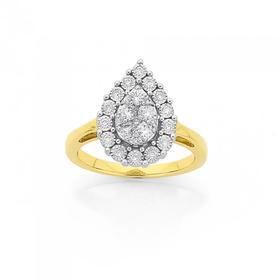 9ct-Gold-Diamond-Pear-Shape-Dress-Ring on sale