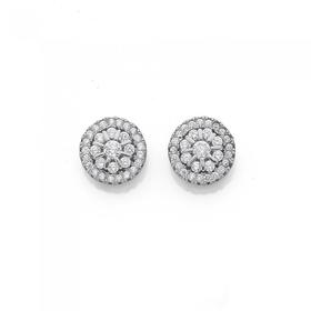 Silver-Round-Cluster-CZ-Earrings on sale