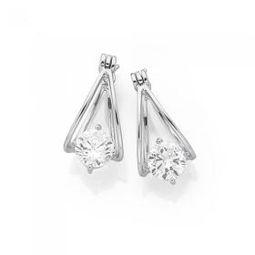 Silver-DBL-Loop-Suspended-CZ-Earrings on sale