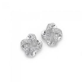 Silver-CZ-Twist-Stud-Earrings on sale