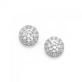 Silver-CZ-Round-Cluster-Stud-Earrings on sale