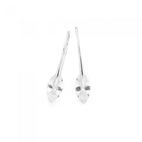 Silver-CZ-Marquise-Clawless-Hook-Earrings on sale