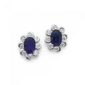 Silver-Dark-Blue-CZ-Flower-Cluster-Earrings on sale