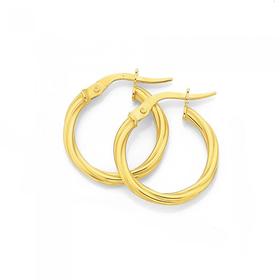 9ct-Gold-2x12mm-Twist-Hoop-Earrings on sale