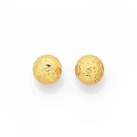 9ct-Gold-6mm-Diamond-cut-Ball-Stud-Earrings on sale
