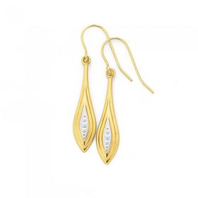 9ct-Gold-Two-Tone-Marquise-Drop-Earrings on sale