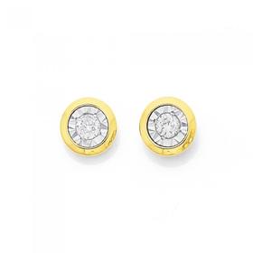 9ct-Gold-Diamond-Bezel-Set-Stud-Earrings on sale