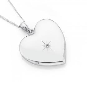 Silver-Heart-Locket-With-Diamond-Centre on sale