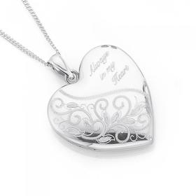 Sterling+Silver+24mm+%27Always+In+My+Heart%27+Locket