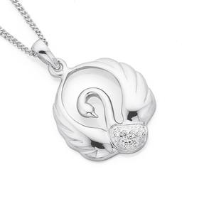 Silver-Swan-CZ-Pendant on sale