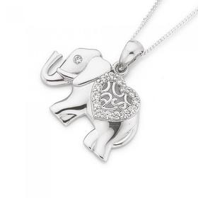 Silver-Large-CZ-Elephant-Pendant on sale