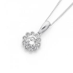 Silver-CZ-Flower-Cluster-Pendant on sale