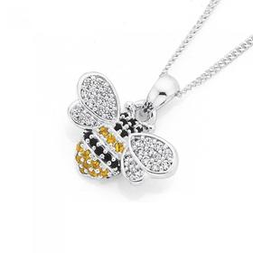 Silver-Yellow-Black-CZ-Bee-Pendant on sale