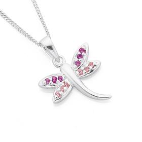 Silver-Pink-CZ-Dragonfly-Pendant on sale