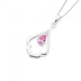 Silver-Pink-Pear-CZ-Open-Lantern-Pendant on sale