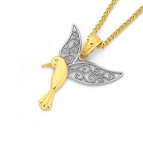 9ct+Gold+Two+Tone+Hummingbird+Pendant