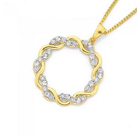 9ct-Gold-Diamond-Open-Circle-Twist-Wreath-Pendant on sale