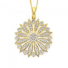 9ct-Gold-Diamond-Cluster-Wheel-Pendant on sale