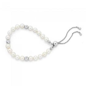 Silver-Pearl-Dia-Cut-Friendship-Bracelet on sale