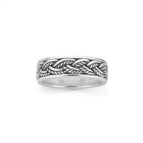 Silver+Oxi+Multi-Plait+Gents+Ring+Size+W