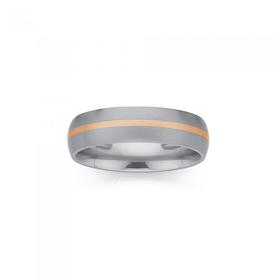 Titanium-6mm-with-9ct-Rose-Gold-Gents-Ring on sale